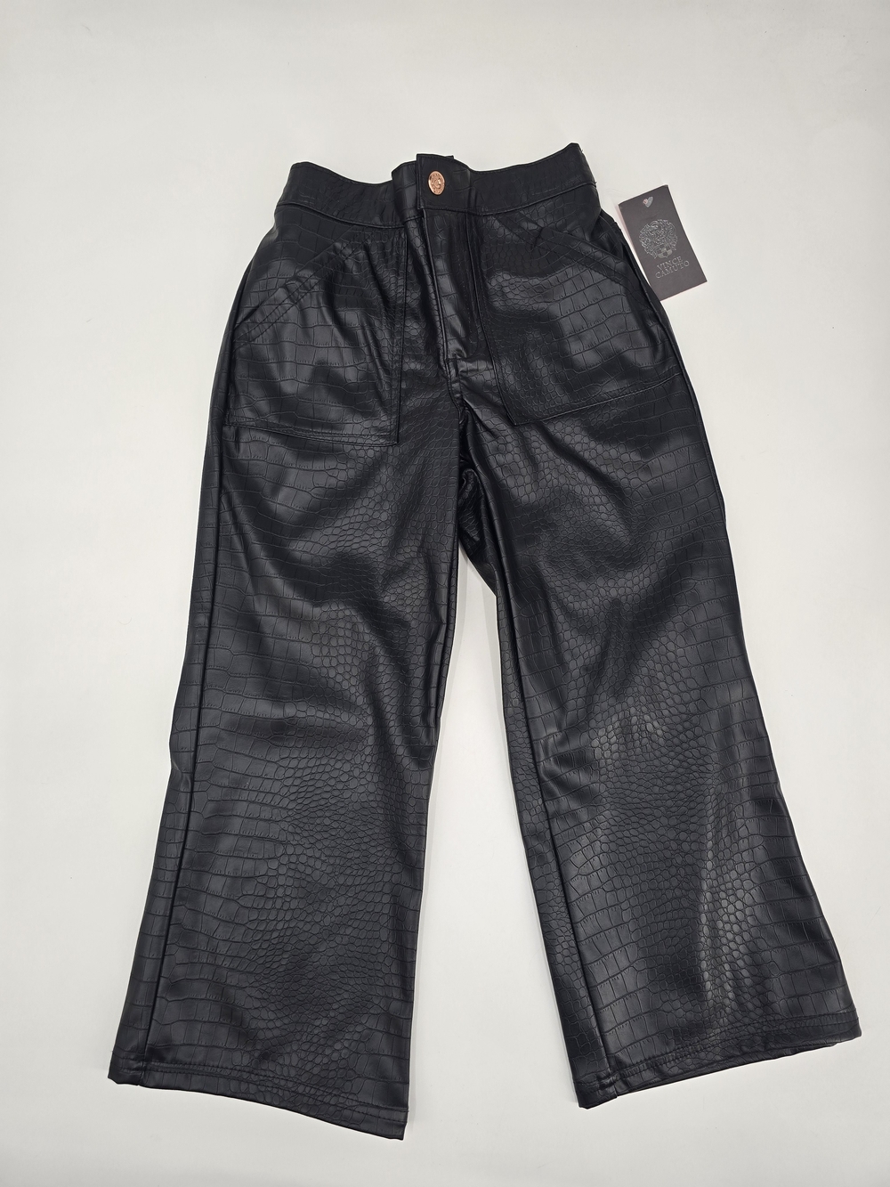 Vince Camuto Kids Black Faux Croc Wide-Leg Pants Size 7 NWT